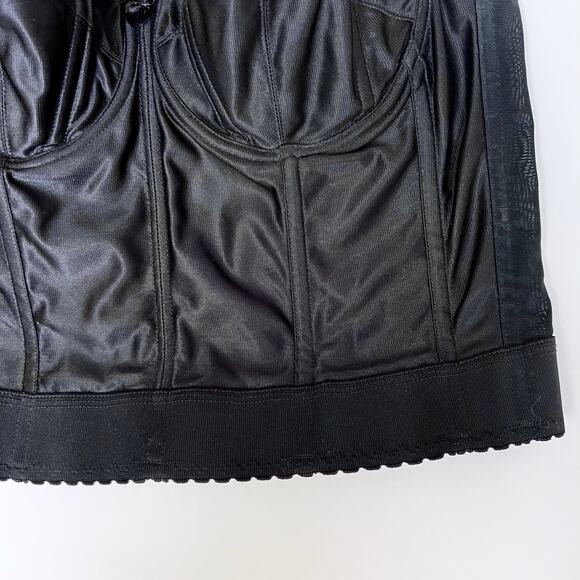 Vintage 80s Black Satin Boned Corset Bra – Goddess Strapless Bustier 40B - Picture 3 of 9